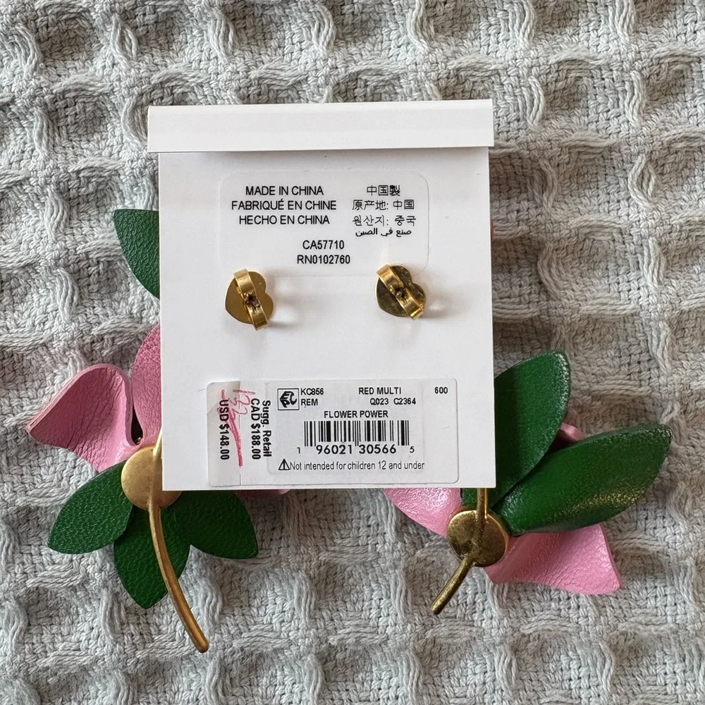 Kate Spade Pink and Red Flower Earrings - Picture 2 of 2